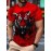 Men's Novelty Tiger Print T-Shirt - Red, Casual Crew Neck, Short Sleeve, Polyester Blend, Machine Washable, Bold Graphic Design