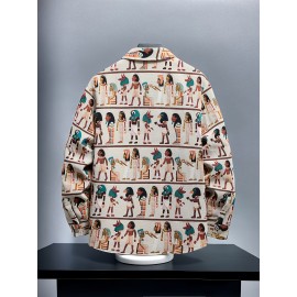 Larsen OBM Unisex Slim-Fit Long-Sleeve Shirt Jacket - Vintage Abstract Egyptian Embroidery, All-Season Casual Outdoor Wear, Machine Washable, Perfect Gift for Men & Women