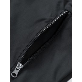 Men'S Casual Hooded Windbreaker Jacket with Star Design - Black, Long Sleeve, Zippered, Polyester Lining, Casual Outdoor Wear for Spring and Fall, Casual Outerwear | Star Print Jacket | Adjustable Hood, Essential Jacket