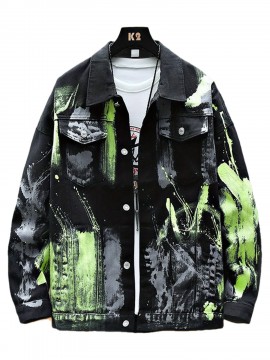 Men'S Printed with Random Print And Graffiti Design, Fashionable And Versatile, Made of High-Quality Fabric, Soft in Texture, Loose And Comfortable Coat.