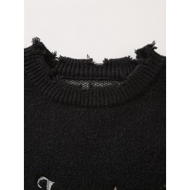 [Distressed Sweater] Distressed Long Sleeve Sweater | Men's & Women's Streetwear Round Neck Pullover | Loose Fit Casual Autumn Winter Apparel