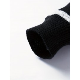 [Men's Geometric Sweater] Xingfan Men's Geometric Print Pullover Sweater | Drop Shoulder Casual Long Sleeve Round Neck Knit Top with Ribbed Detailing, Autumn Winter Warmth, Regular Fit for Casual Attire