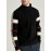 Men'S High-Neck Sweater with Striped Sleeves - Casual Knit Pullover for Fall & Winter, Beige & Black, Skinny Fit, Comfortable Clothing | Casual Style | Knit Construction, Sweater Hoodie