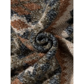 Men's Casual Color-Block Geometric Knit Sweater - Loose Fit Ribbed Detail Pullover, Machine Washable Autumn Winter Warm Crewneck Sweater for Casual Attire, Knitted Sweater, Durable Winter Wear