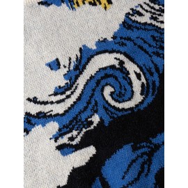 Men'S & Women'S Stylish Van Gogh Starry Night Print Pullover Sweater - Loose Fit, Long Sleeve, Round Neck, Knit Fabric, Casual & Versatile Fall/Winter Top, Fall Winter Top | Starry Night Design | Ribbed Knit Cuffs, Van Gogh Sweater