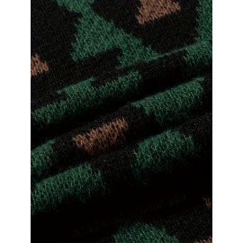 Men's Casual Geometric Pattern Knit Sweater - Asymmetrical Design, Machine Washable, Round Neck, Regular Fit for Autumn/Winter, Brown/Red/Black/White/Gray, Knit Sweater, Winter Warm Top, Autumn Fashion, Relaxed Fashion, Comfortable Wear, Durable Fabric