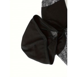 Men's Casual Hooded Color-Block Sweater - Black & Plaid Pattern, Sleeve Pullover with Ribbed Cuffs & Adjustable Drawstring Hood for Spring/Fall Daily Commute & Casual Outings, Sweater Hoodie, Durable Knitwear, Comfortable Fit