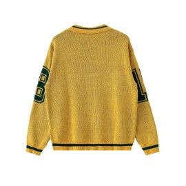 Men'S Fashion Autumn/Winter Pullover Football Number Knit Sweater Thickened Sports Style for Boys