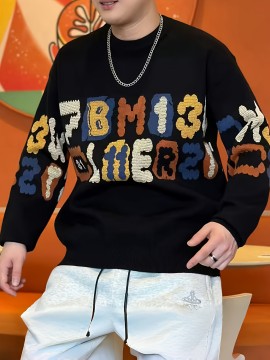 [Men's Sweater] Men's Sweater - Crewneck Pullover | Beige/Brown/Black/Gray/White/Orange/Red/Blue/Purple | Fall/Winter, Machine Washable, Everyday & Formal Outfits, Casual Knitwear, Multicolored Knitwear, Medium Stretch Fabric